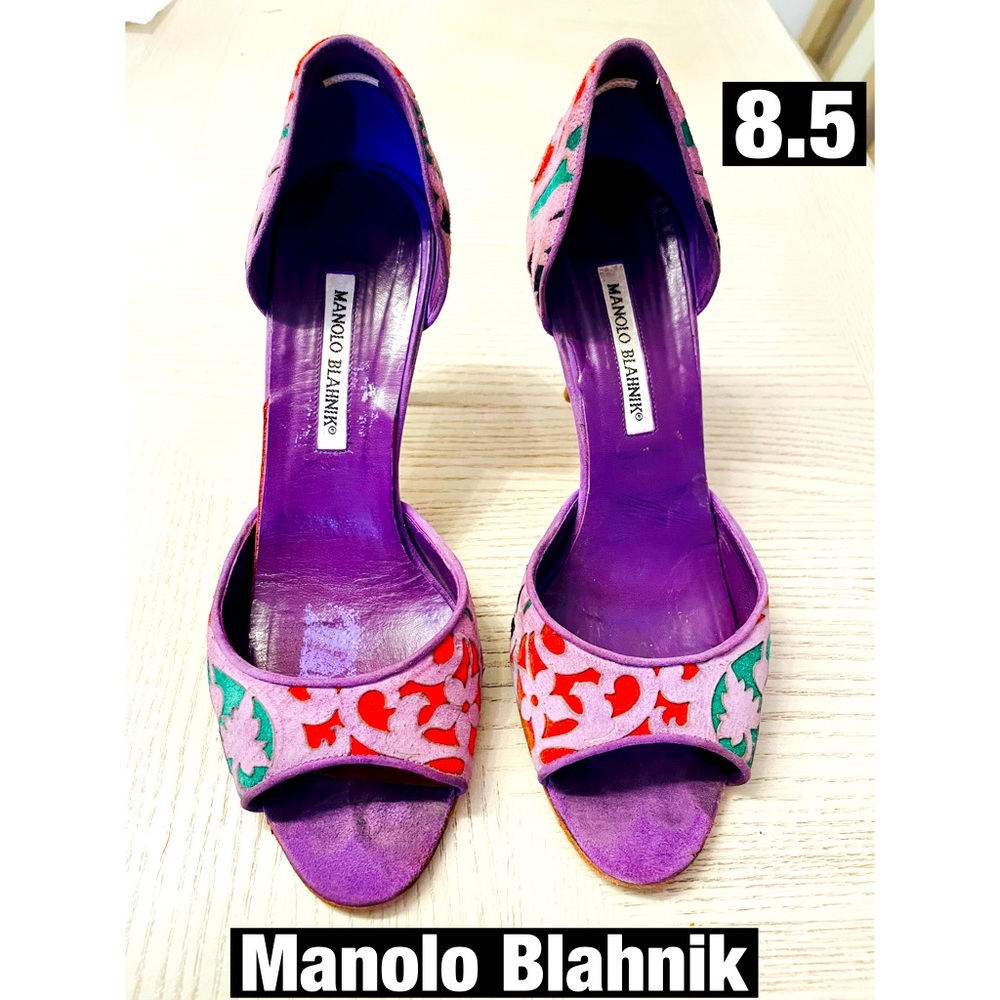Manolo Blahnik, Purple Suede Heels Sz 39=8.5